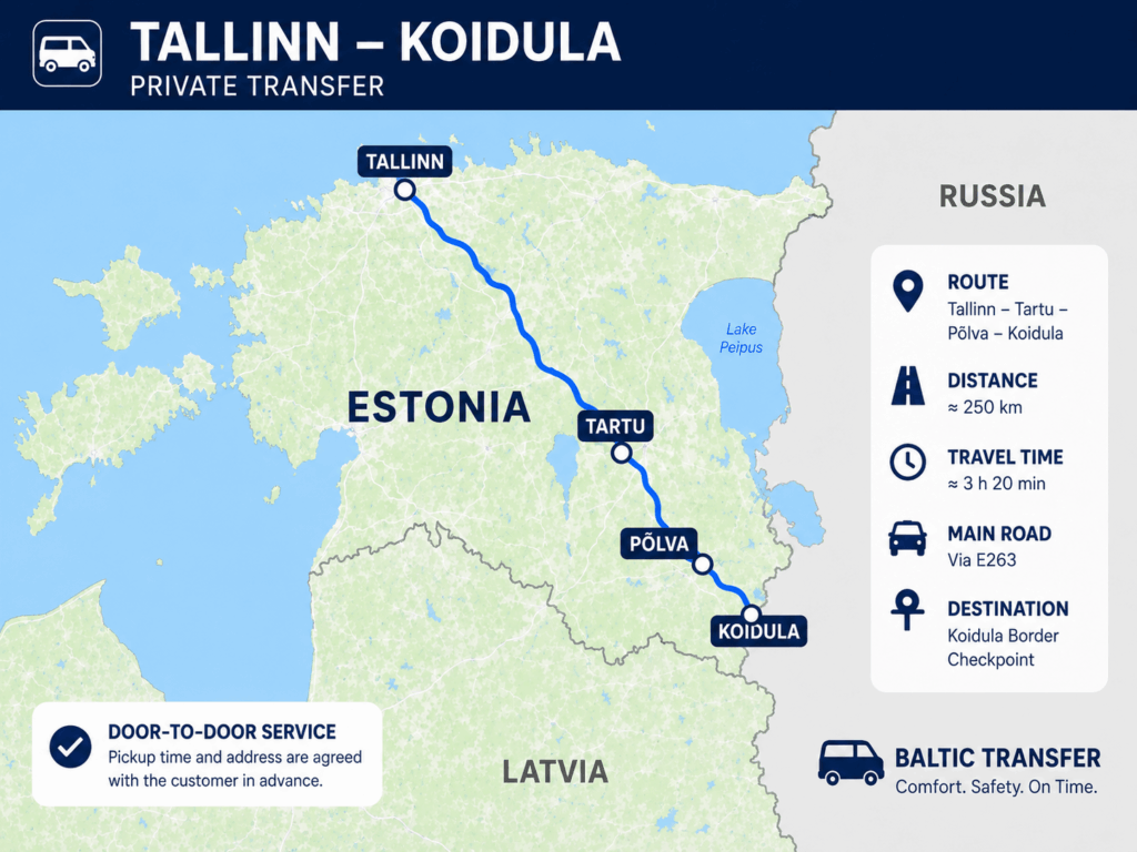 Reisi broneerimine Tallinn-Koidula ⇄ Koidula-Tallinn
