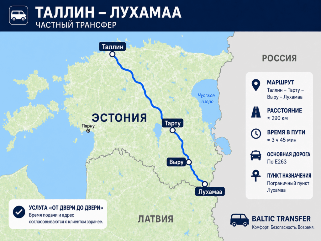Бронирование поездки Таллин-Лухамаа ⇄ Лухамаа-Таллин