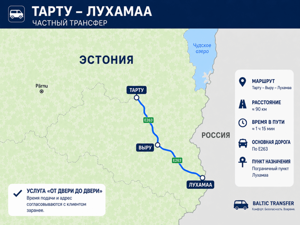 Бронирование поездки Тарту-Лухамаа ⇄ Лухамаа-Тарту