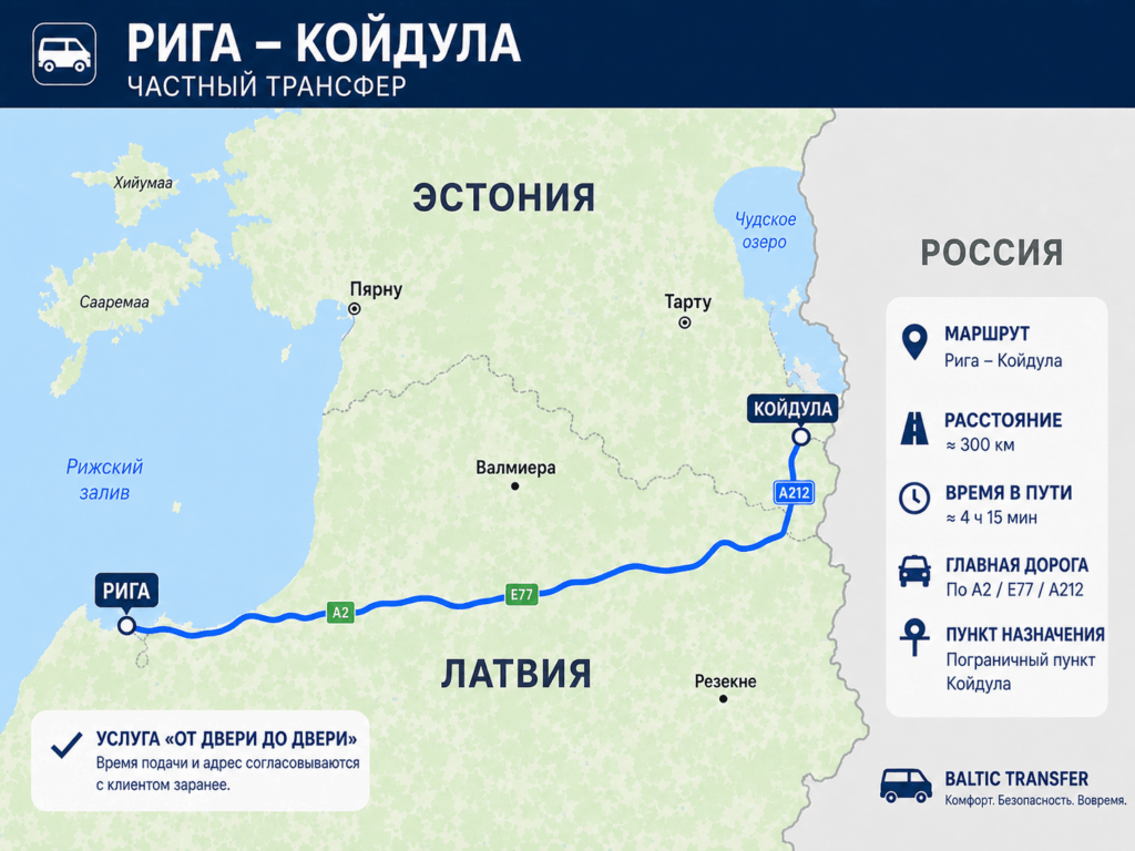Бронирование поездки Рига-Койдула ⇄ Койдула-Рига
